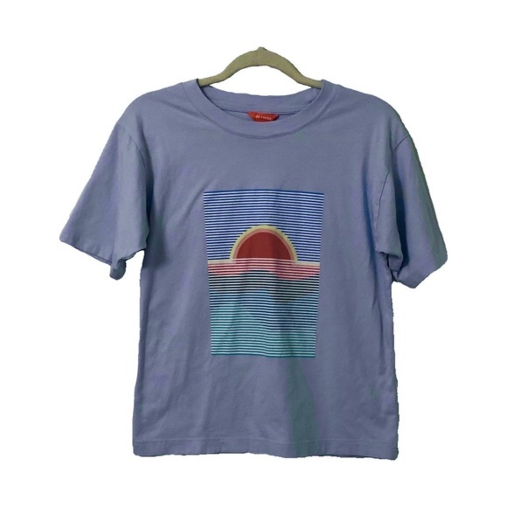 Blue Sunset Line Graphic T-Shirt